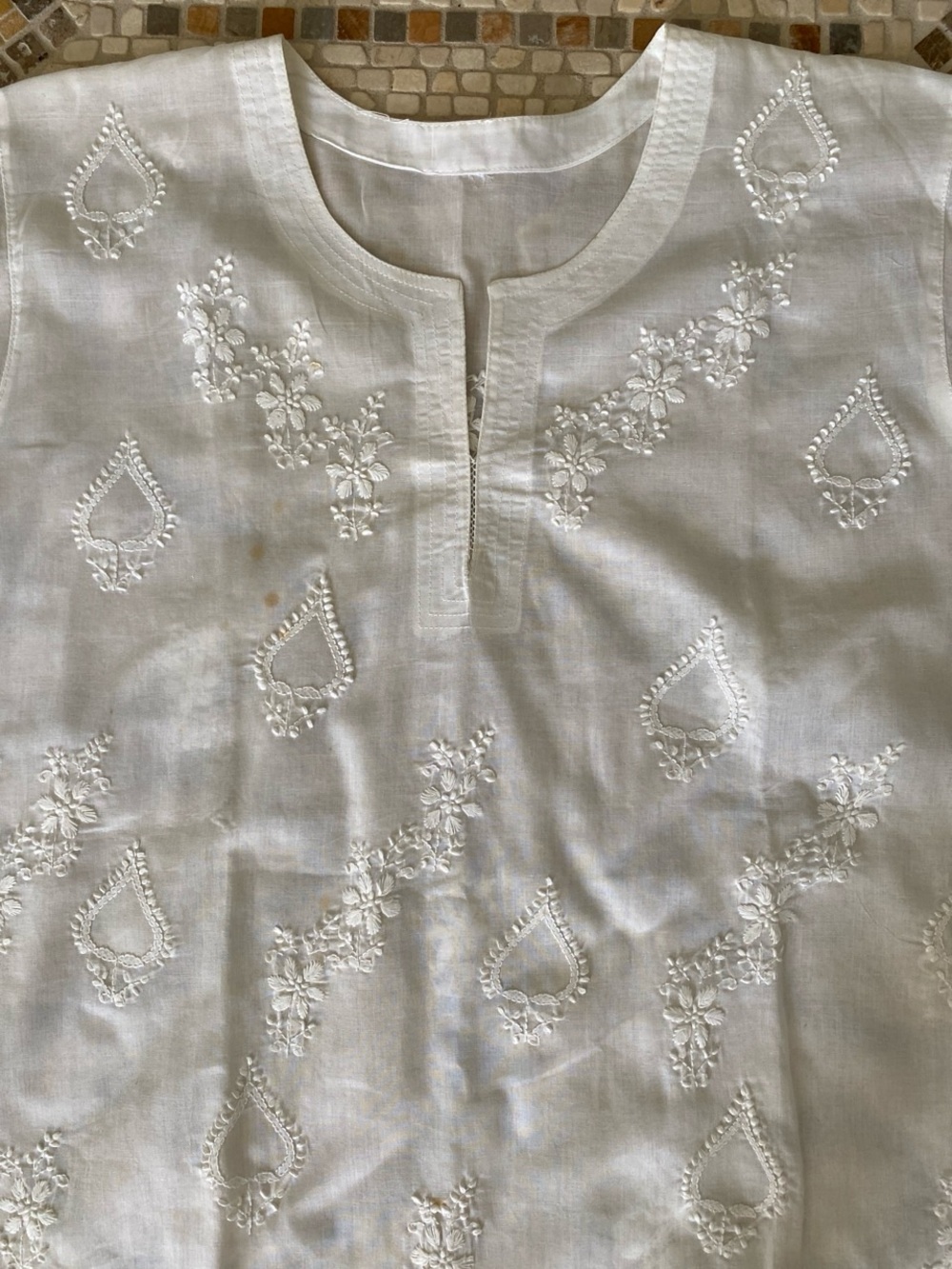 Vintage Hand Embroidered Kurta Blouse ~ Airy Cotton